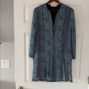 Tory Burch Textured Blue Long Sleeve Dress